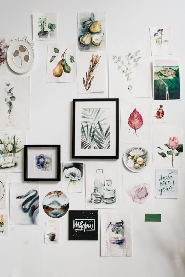 Side-by-side comparison of a canvas print and a framed print hanging on a white wall.